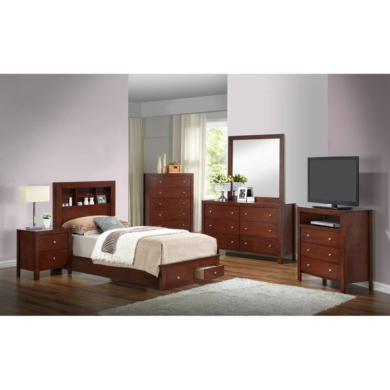 Twin Platform Bed with Drawers and Shelves - 81" - Brown