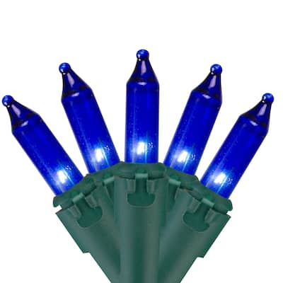 100-Count Blue Mini Christmas String Light Set 20.25ft Green Wire - 20.25'