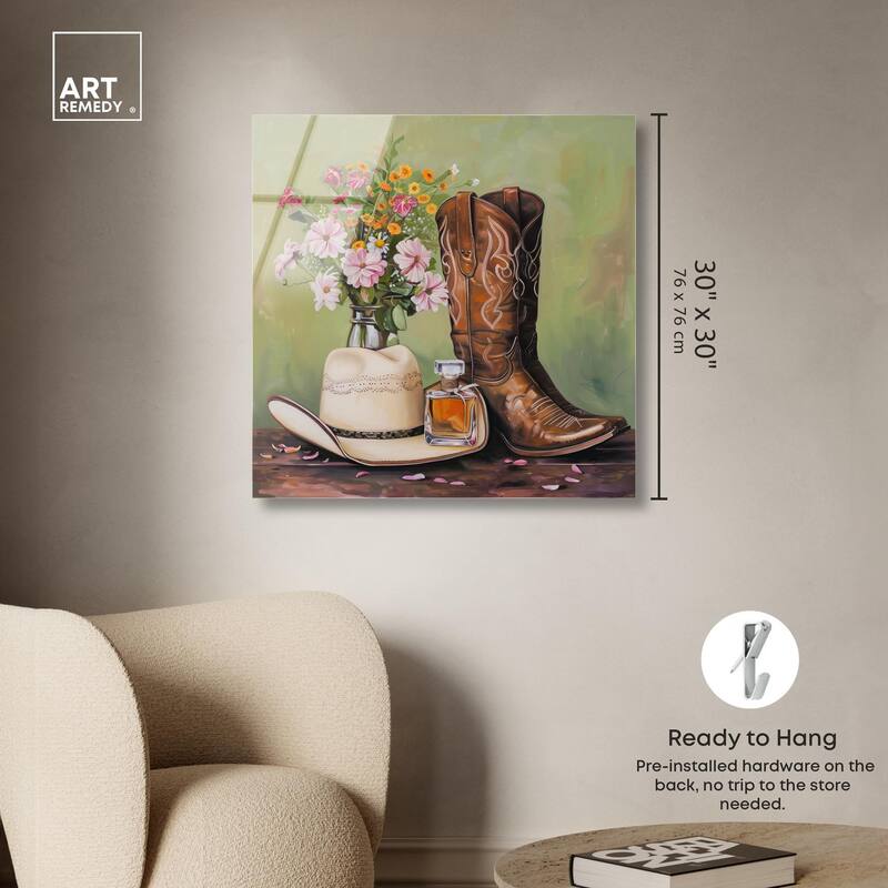 Spring Green Cowboy Necessities Acrylic by Art Remedy, Ready to Hang