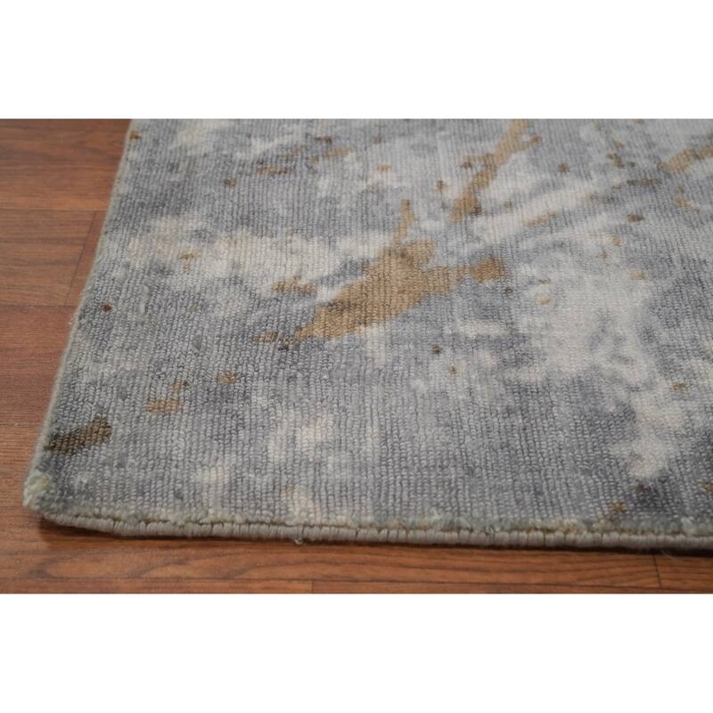 Hand-knotted Modern Silk Grey Abstract Oriental Area Rug - 7' 11'' X 4' 11''