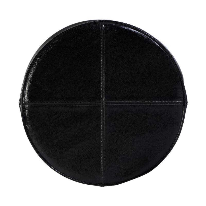 Malcolm 30 in. Seat Height Leather and Iron Bar Stool with Footrest