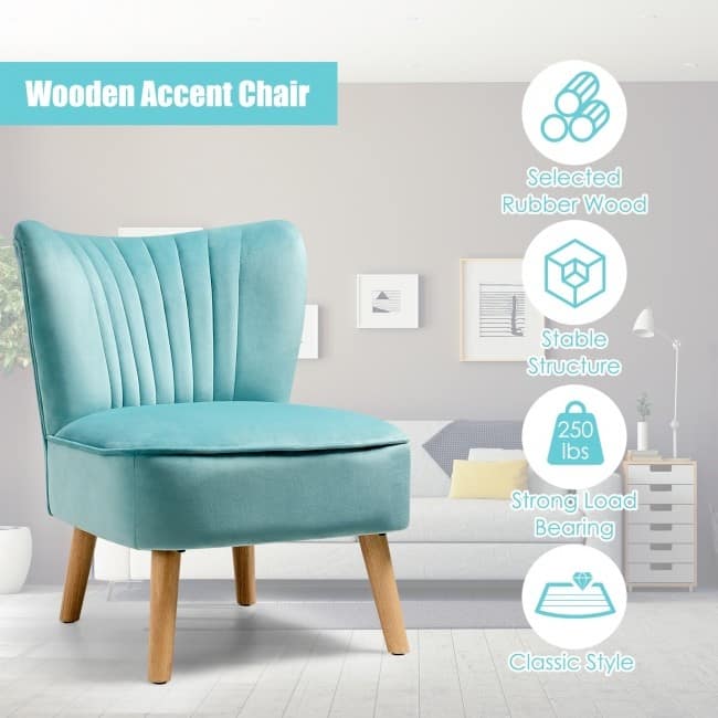Armless Accent Chair Modern Velvet Leisure Chair - 21.5" x 27" x 28.5" (L x W x H)