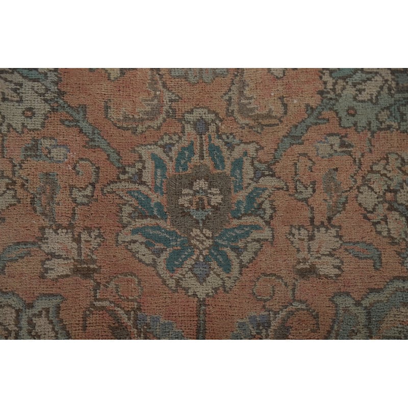 Hand Knotted Oriental 100% Wool Carpet Traditional All-Over Coral Tabriz Area Rug - 12' 4'' X 9' 1''