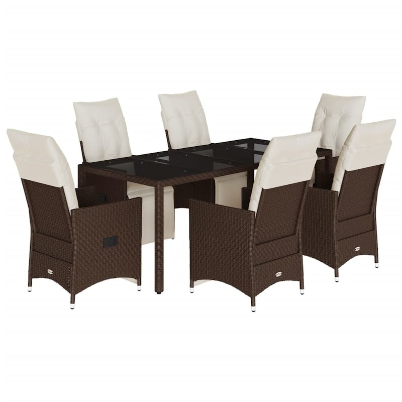 vidaXL Patio Bistro Set with Cushions Outdoor Furniture Brown Poly Rattan