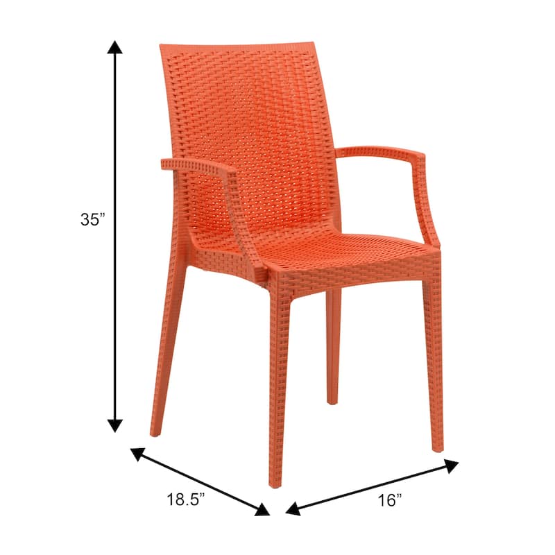 Mace Polypropylene Stackable Armrest Patio Dining Chair with Woven Design for Outdoor Dining Patio Indoor Gatherings