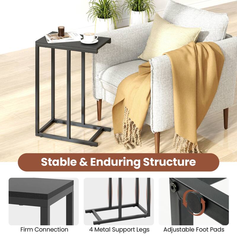 Metal Frame C End Table for Living Room Bedroom or Small Space