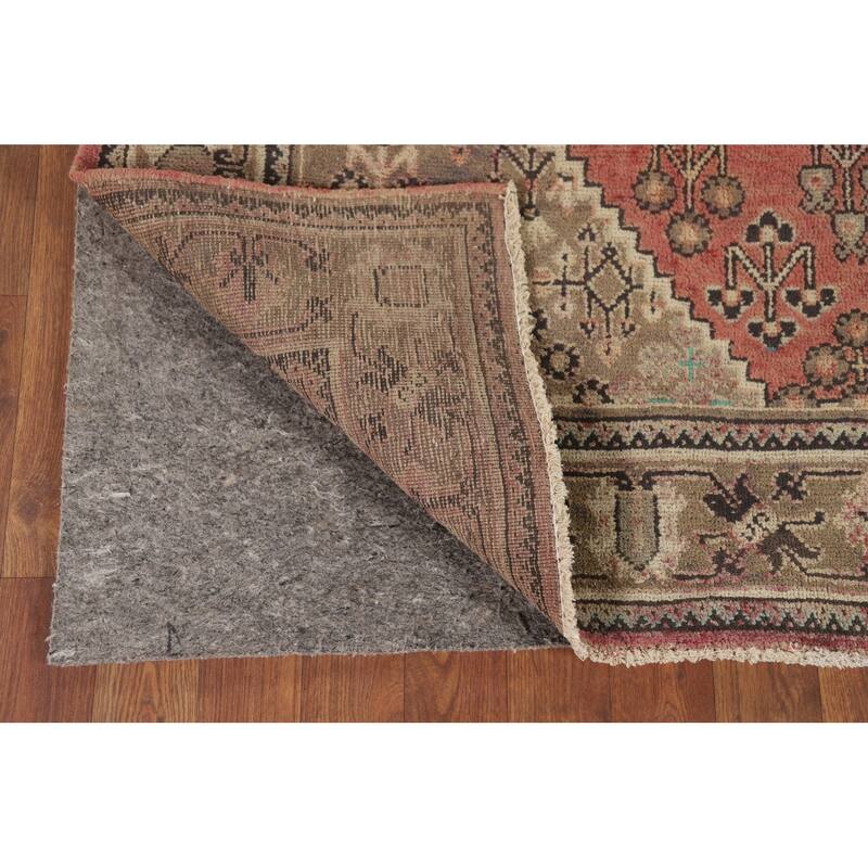 Pink Geometric Joshaghan Persian Vintage Area Rug Handmade Wool Carpet - 4'6" x 7'4"