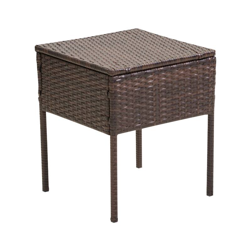 Outdoor Wicker Chat Set, Cushioned chairs & Coffee Table