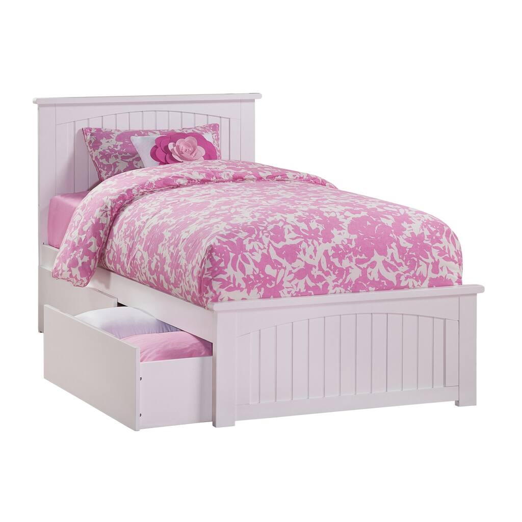 Twin Platform Bed with Drawers - Classic Comfort Bed Frame, White Finish, Underbed Storage
