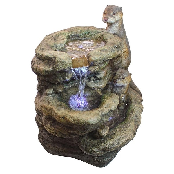 Design Toscano Bright Waters Otters Garden Fountain Sculpture