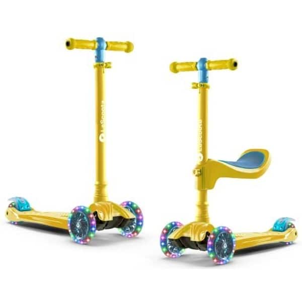 slide 2 of 8, Lascoota 2-in-1 Kids Kick Scooter, Adjustable Height Handlebars and Removable Seat
