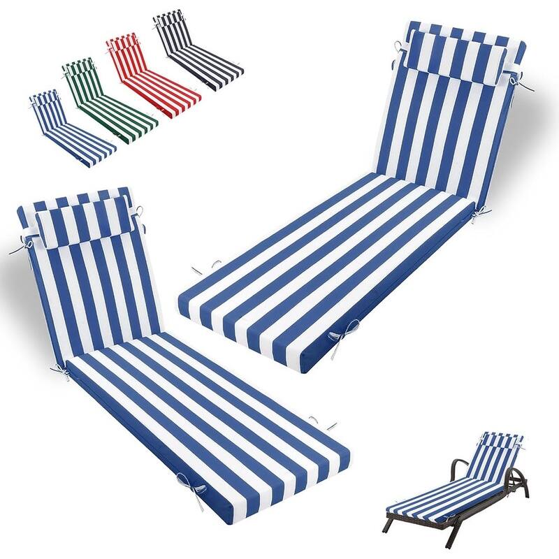 Outdoor Chaise Lounge Cushion, Thicken Waterproof Replacement Back Chaise Cushions for Pool, Sand Beach