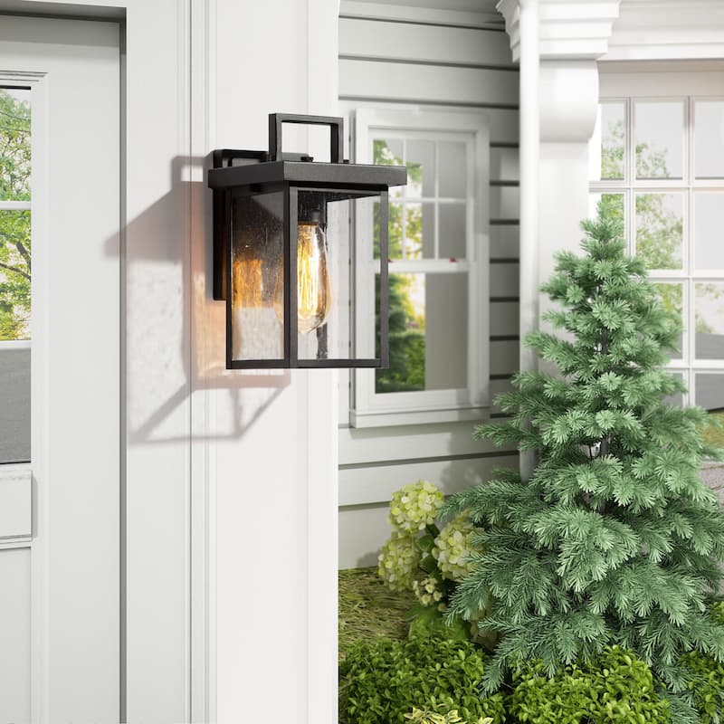 Bern Modern 1-light Rectangle Matte Black Outdoor Wall Sconce - L 6"x W 6.5"x H 10.5"
