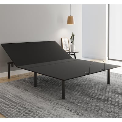 Queen Size Adjustable Platform Bed Base with Head Lift Adjustment and Foldable Design and Wired Remote