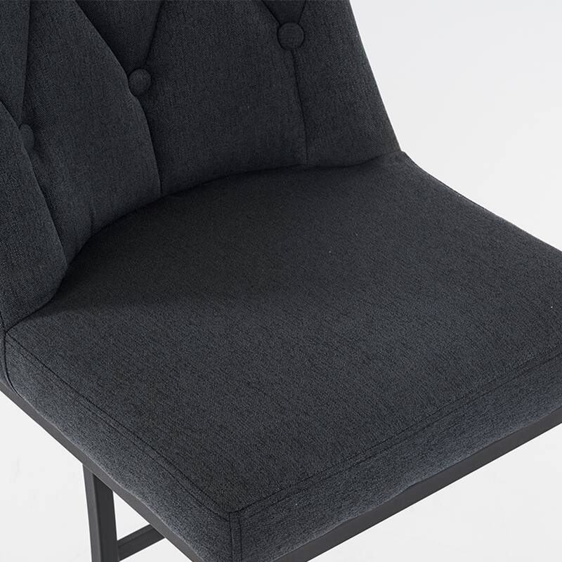 Bar Stool Set of 2, Upholstered Bar Stool with Button-Tufted Backrest, Counter Height Armless Chair with Sturdy Metal Frame