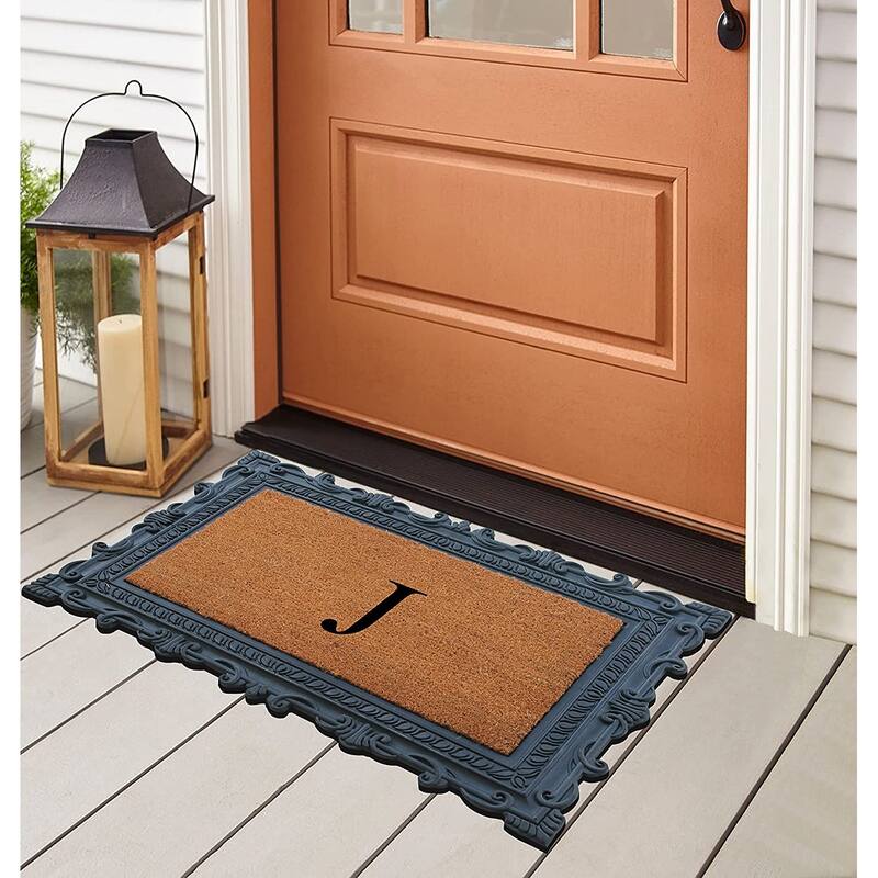 A1HC First Impression Carson Rubber and Coir 24" X 36", Heavy Duty, Easy to Clean Outdoor Monogrammed Doormat