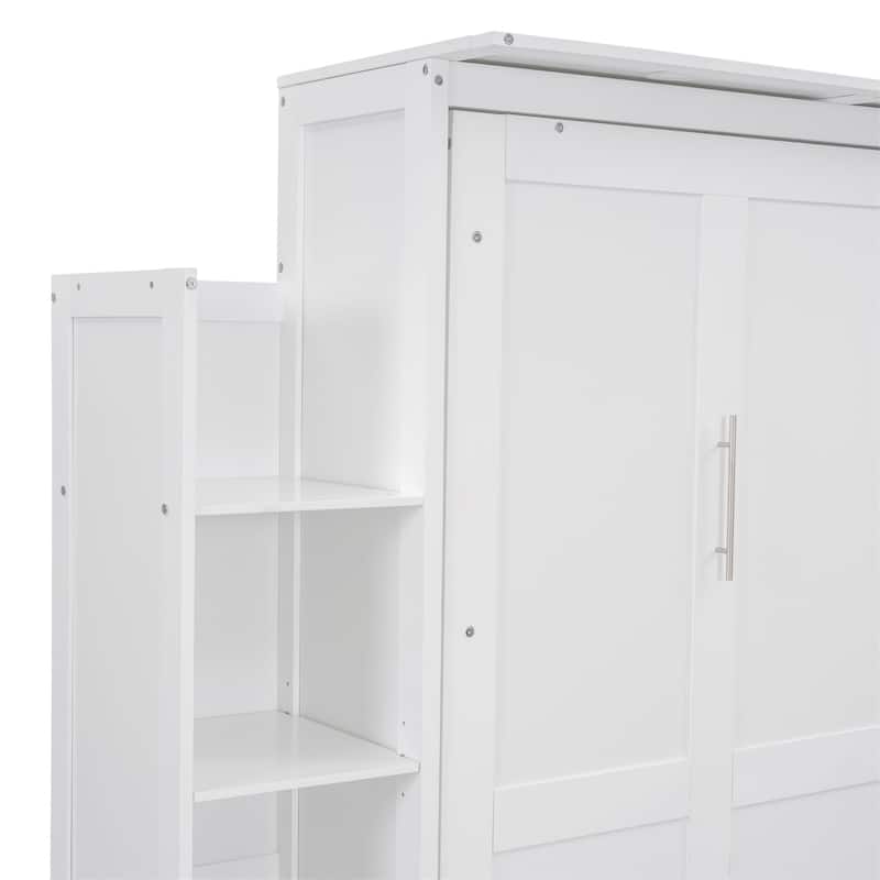 Merax Murphy Bed Wall Bed with Shelves and LED Lights