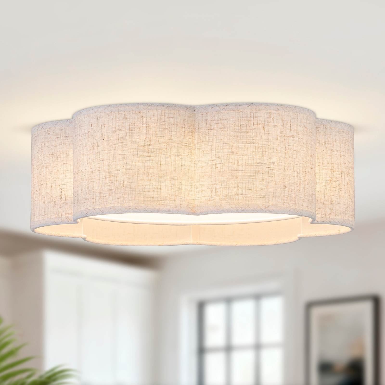 Starsky 15-Inch Flower Linen Flush Mount Ceiling Light with Integrated LED - 15 inches