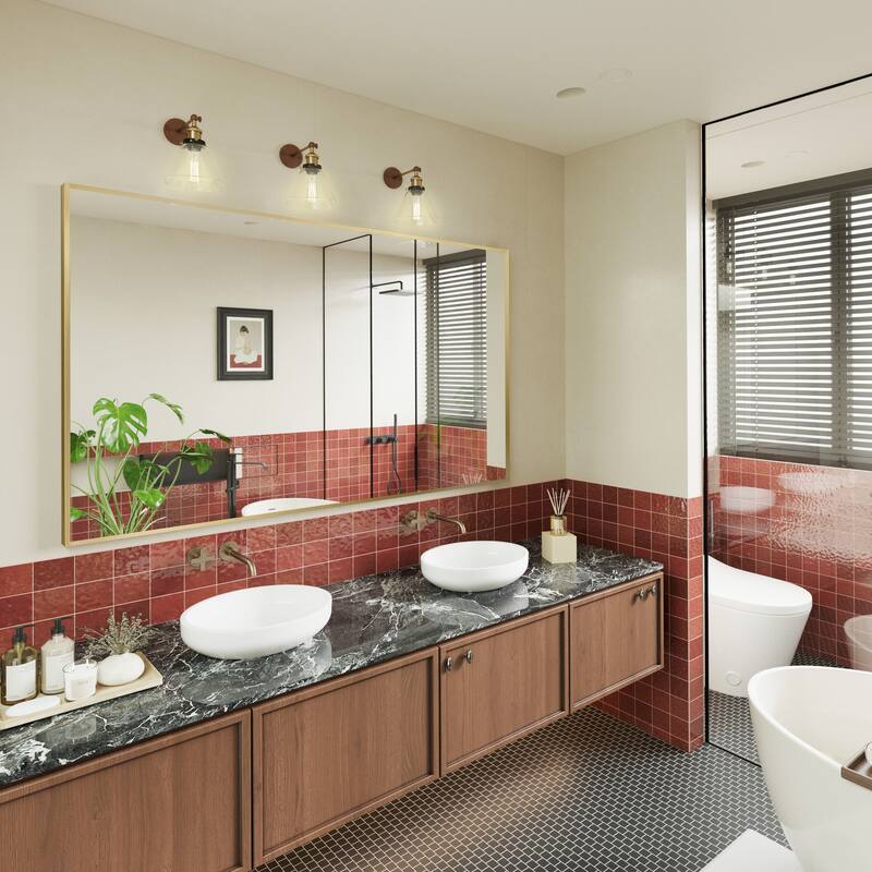 Aluminum Alloy Framed Wall Mounted Bathroom Vanity Accent Mirror in