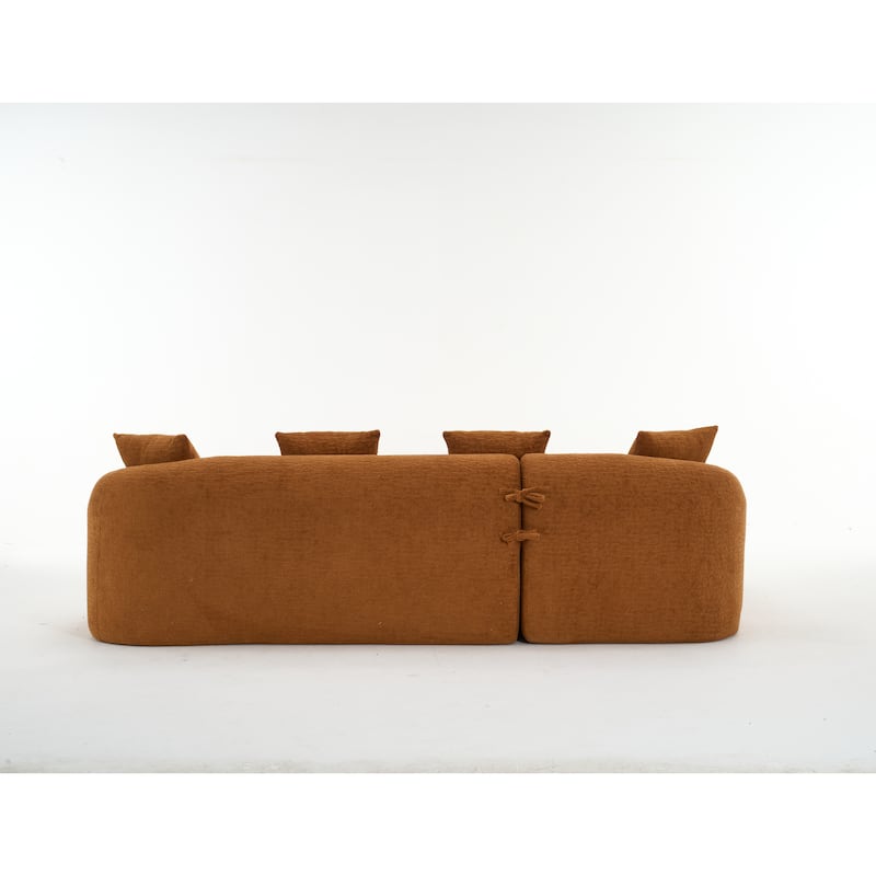 98.4" Chenille L-Shaped 3-Seater Sofa with Chaise Lounge and 4 Pillows