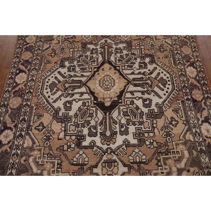 Geometric Bakhtiari Persian Vintage Rug Handmade Wool Carpet - 4'7" x 6'6"