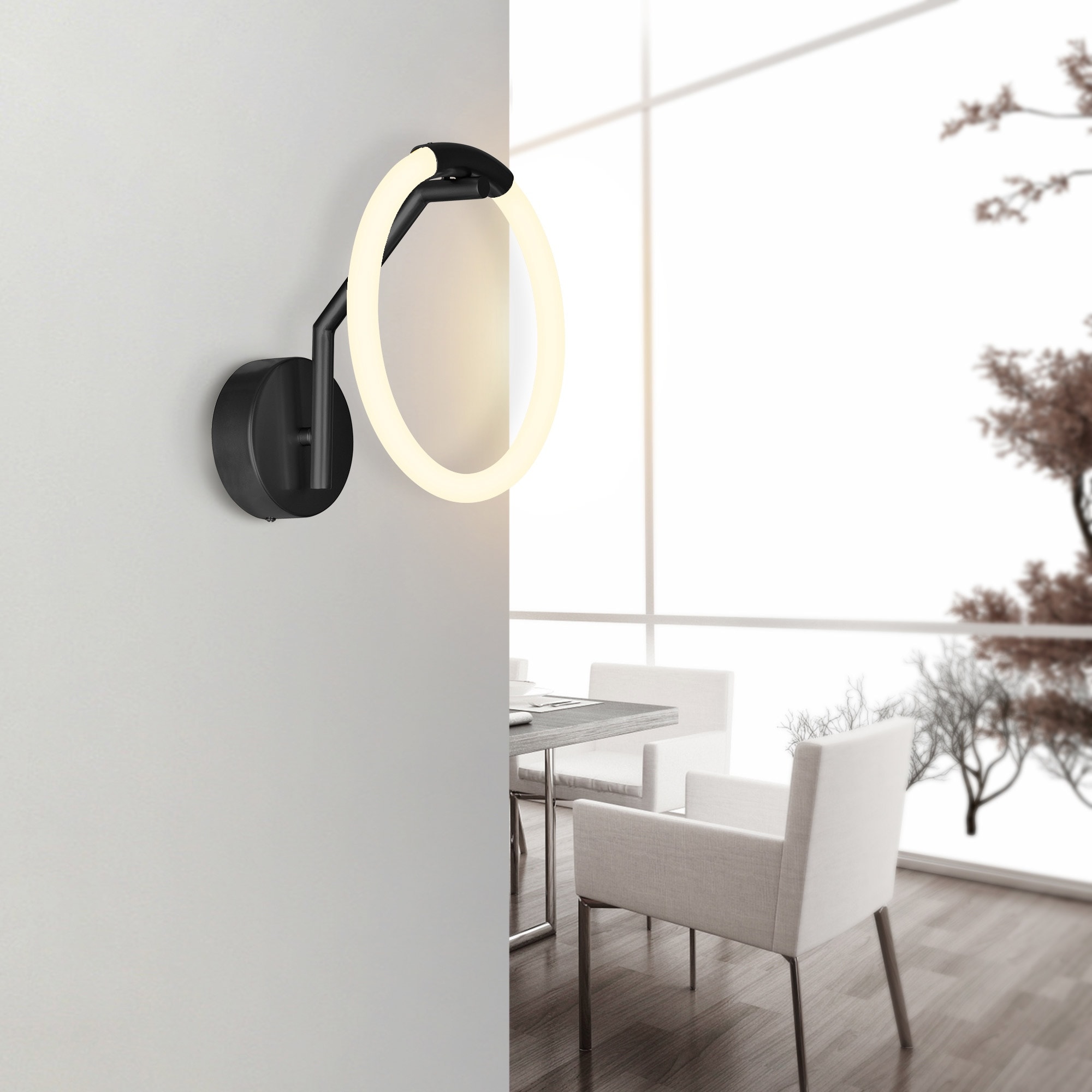 CWI Lighting Hoops Integrated LED 10in Black Wall Sconce