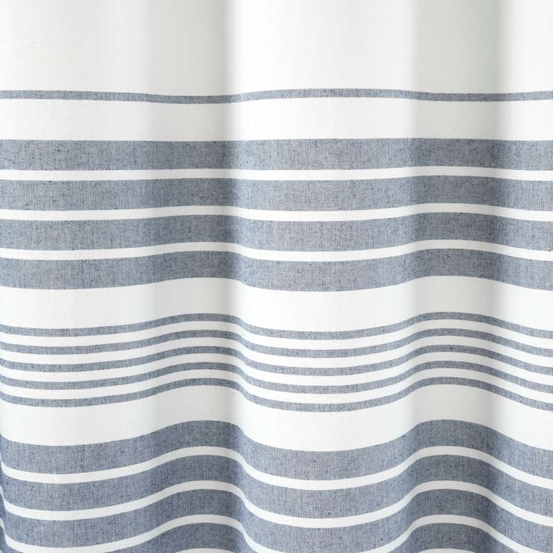 Lush Decor Nantucket Yarn Dyed Cotton Tassel Fringe Shower Curtain