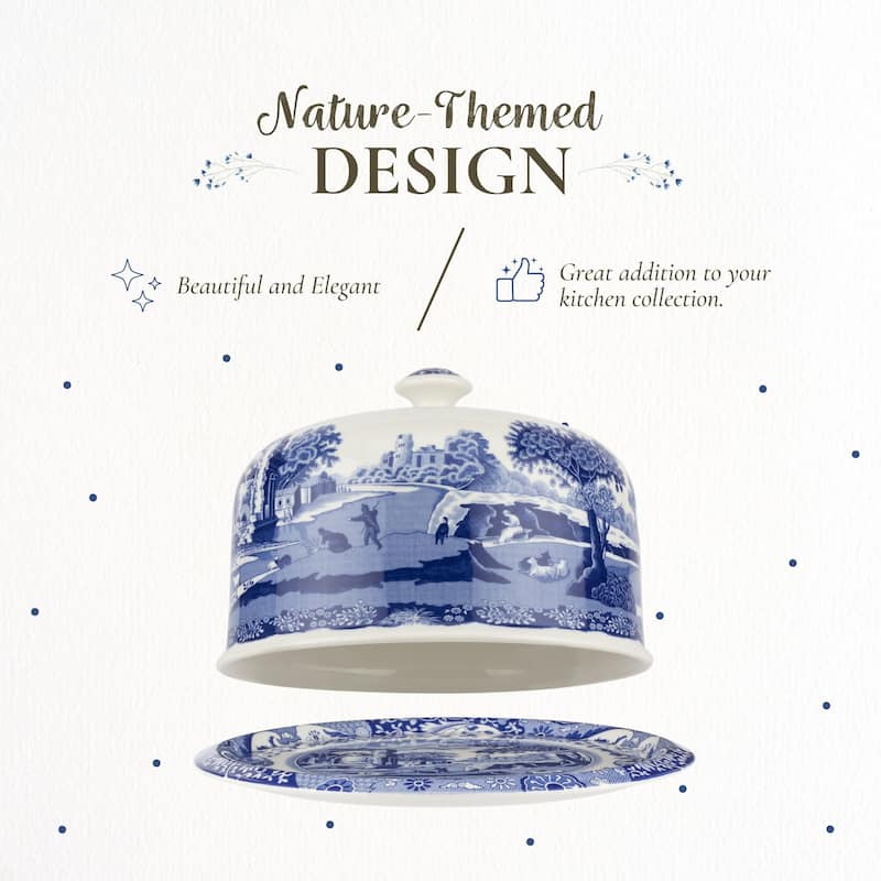 Spode Blue Italian 2 Piece Serving Platter with Dome