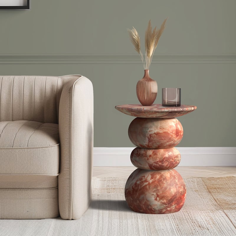 Studio London Elegant Silfi Travertine Effect Stool and Weatherproof - Red