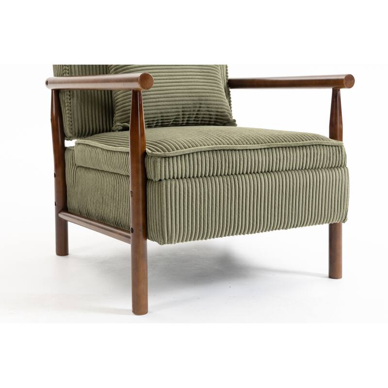 Storage Chair,Mid Century Modern Accent Chair with Wood Frame, Upholstered Living Room Chairs with Waist Cushion