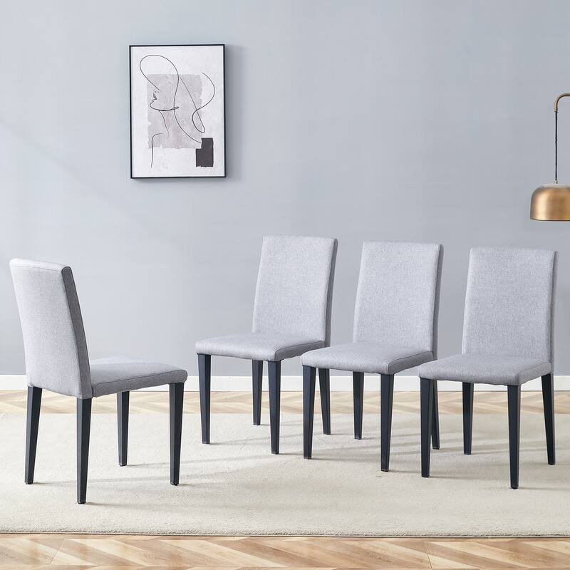 Roomfitters PU Dining Chairs with Black Legs, Simple and Comfortable Upholstered Set of 4 for Kitchen or Living
