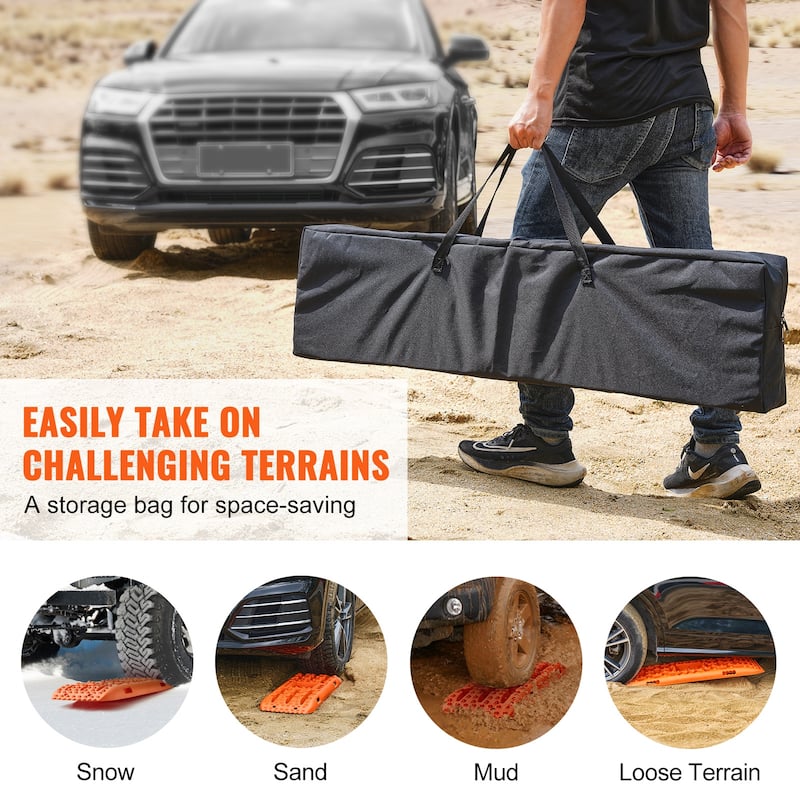 Traction Boards with PP Material, Recovery Boards for Off-road Vehicles/Cars/Pickups/SUVs/RVs, Pair Tire Traction Mats on Snow