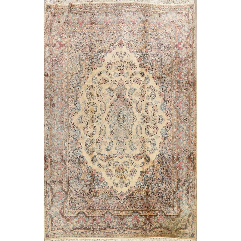 Vegetable Dye Floral Kerman Persian Area Rug Handmade Wool Carpet - 8'9" x 11'5"