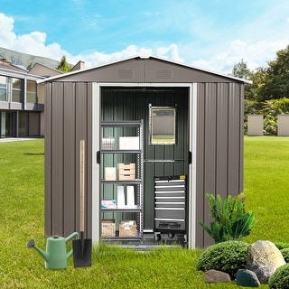 Double Sliding Door Storage Shed with Aluminum Frame Waterproof Tool ...