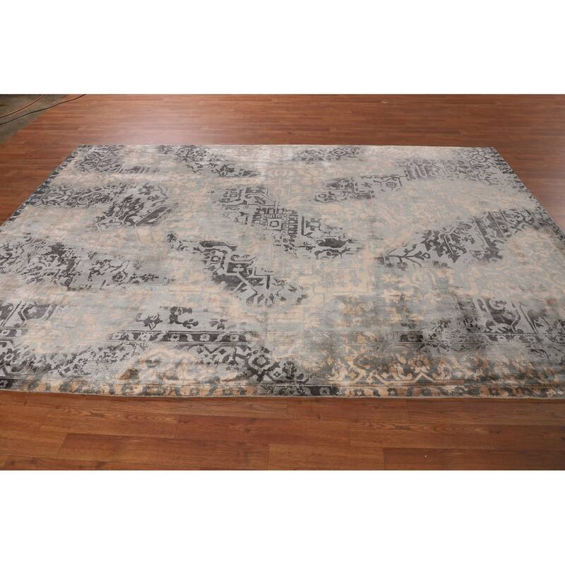 Contemporary Abstract Modern Area Rug Hand-Knotted Wool Carpet - 6'6" X 9'9"