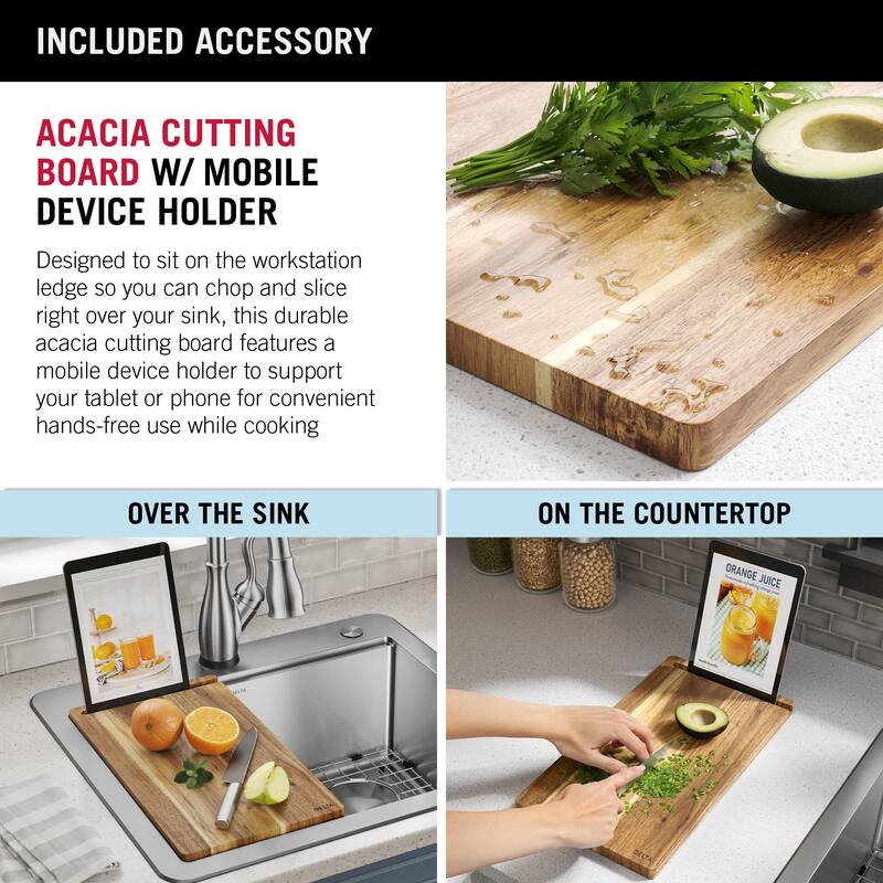 Delta Lorelai 33� Workstation Kitchen Sink Top Mount Drop-In 16 Gauge