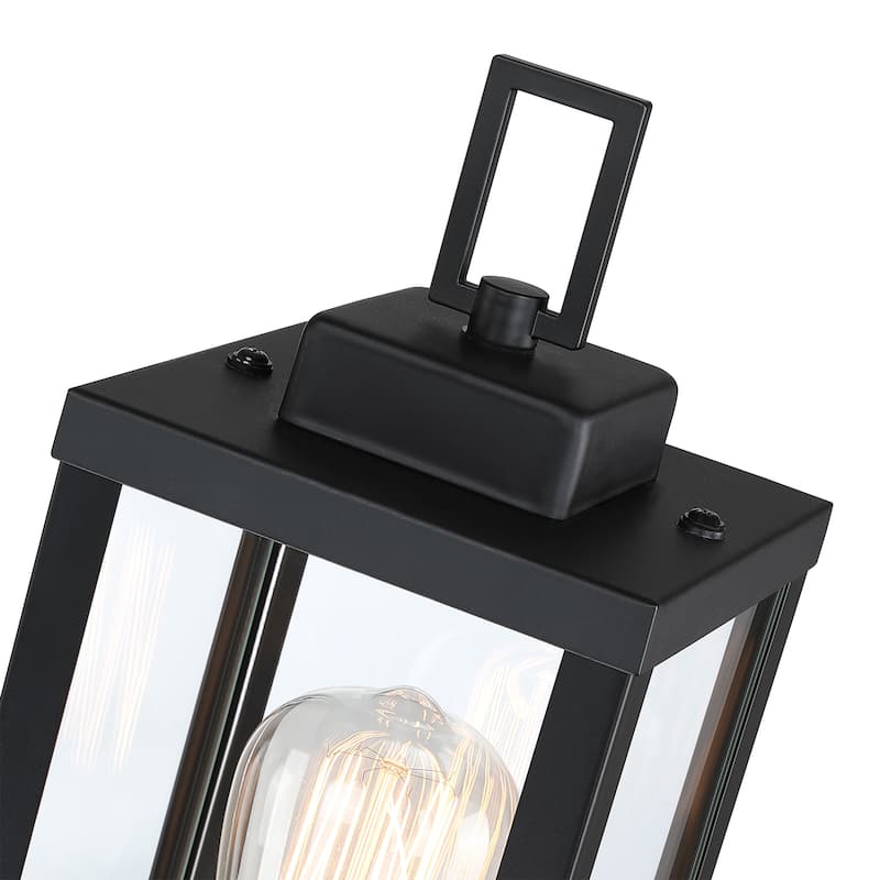 1-light Matte Black Outdoor Post Light Kits Head with Clear Glass Shade