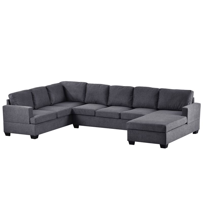 Upholstered UShape Sectional Sofa with Extra Wide Chaise Bed Bath