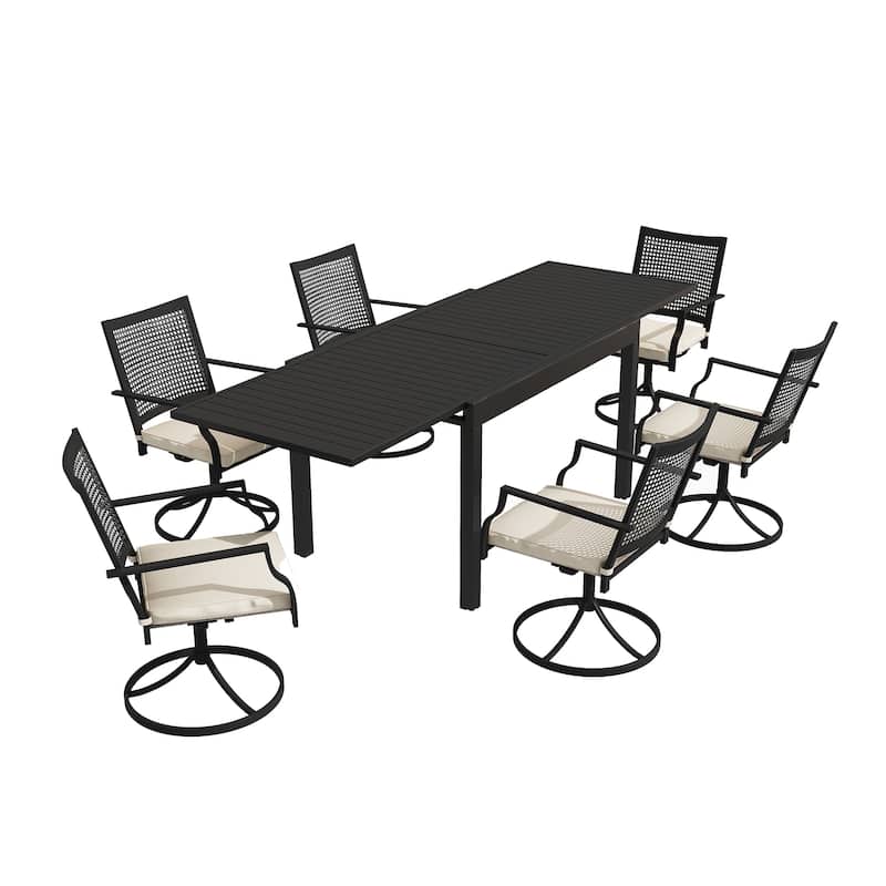 7 Pieces Outdoor Dining Set with 1 Extendable Dining Table