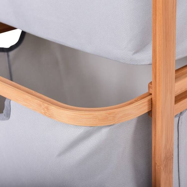 Shop Costway 2 Drawer Bamboo Shelf Dresser Sliding Cloth Fabric