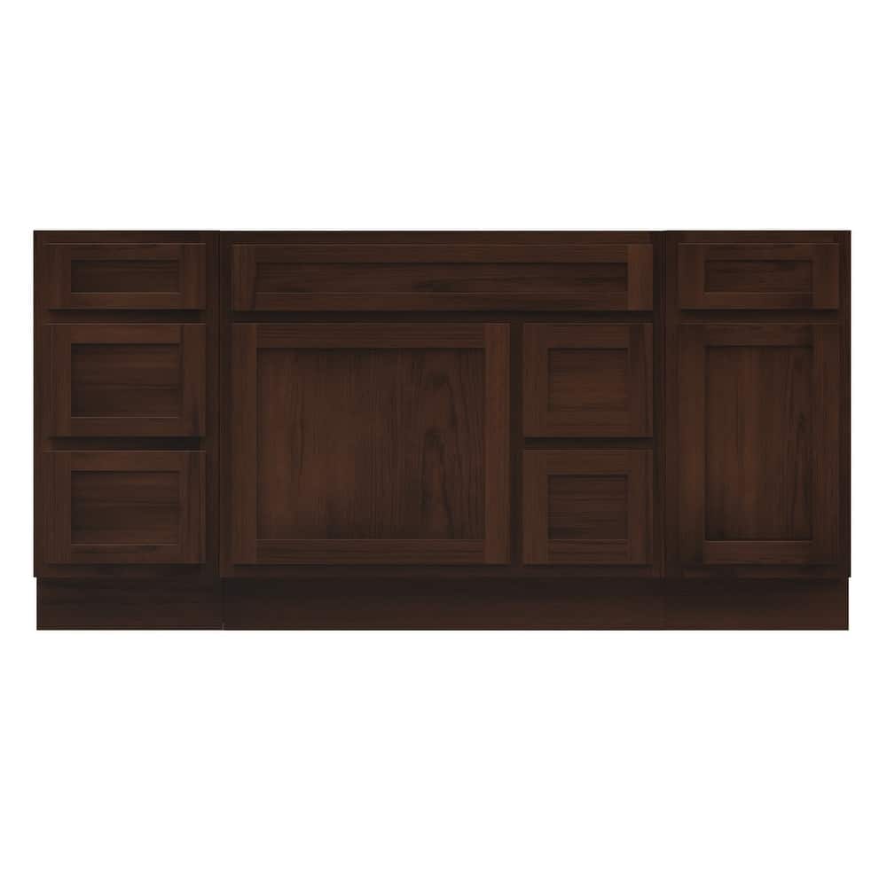 Vanity Art 66" Oak Freestanding Bathroom Vanity Cabinet without Top