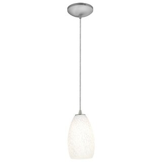 Access Lighting Champagne Steel Integrated LED Cord Pendant, White Stone Shade