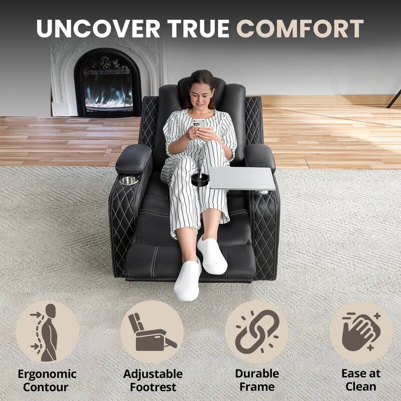 Power Reclining Sofa, Loveseat & Chair – Home Theater Seating with Wireless Charging, USB Port, Storage & Built-in Speakers
