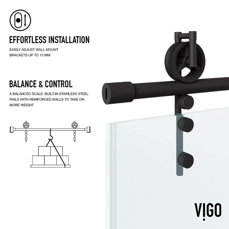 VIGO Hamilton 56" to 60" W x 68" H Frameless Sliding Tub Door