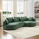 preview thumbnail 28 of 59, Contempory Curved L-Shaped Sectional Sofa with Chaise – Extra Wide White Upholstered Luxury Lounge Green - Right Facing