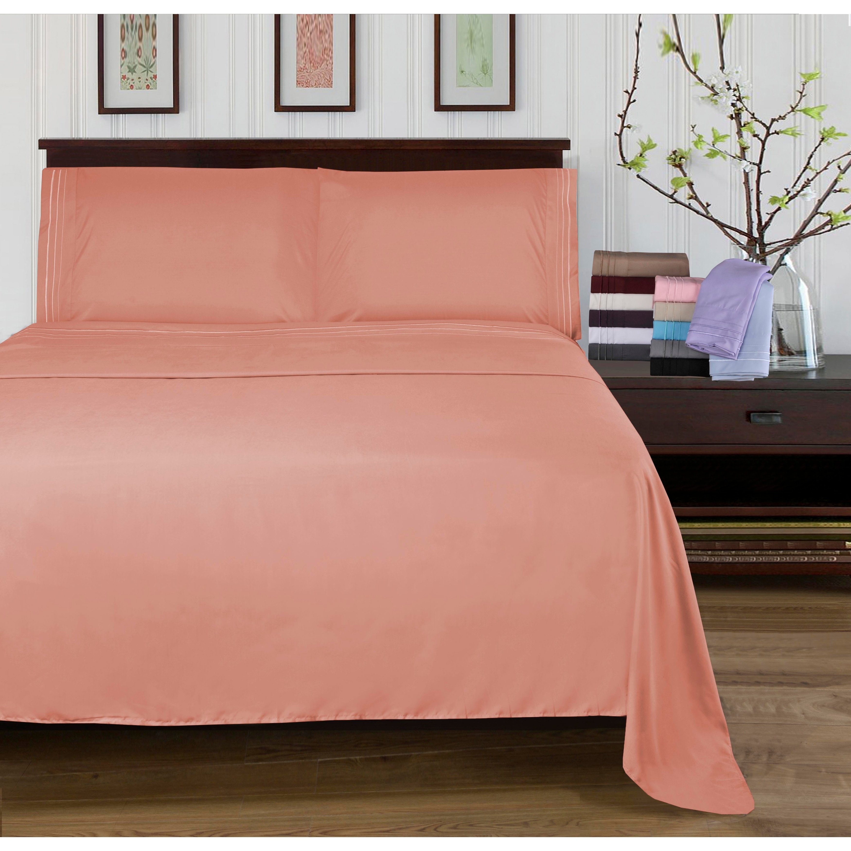 Superior Wrinkle-resistant Embroidered Microfiber Deep Sheet Set
