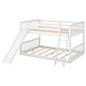 preview thumbnail 11 of 10, Full over Full Bunk Bed Wood Frame Guardrail Bed with Convertible Slide and Ladder, Compact Low Bunk Design