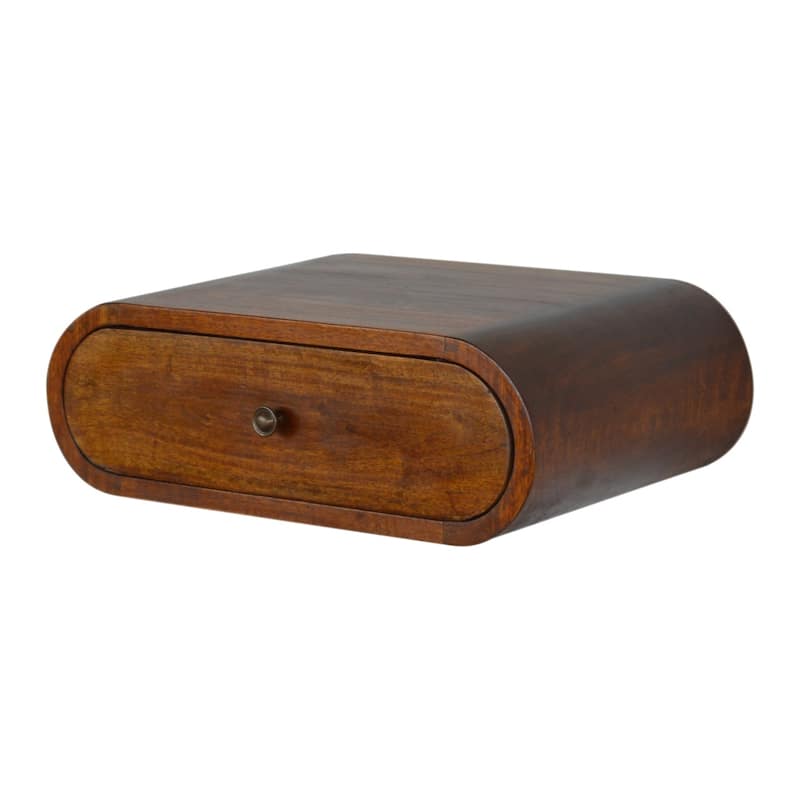 Artisan Furniture Solid Wood Wall Mounted Round Chestnut Nightstand