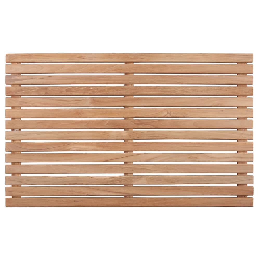 Nordic Style Natural Teak Wood Indoor and Outdoor Shower Mat 31.4" x 19.6"