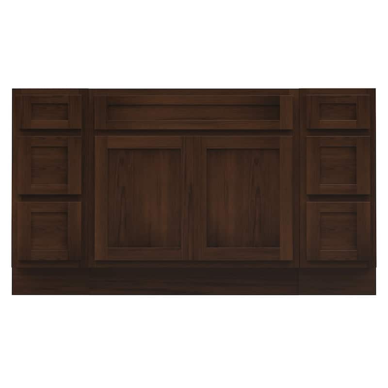 Vanity Art 57" Oak Freestanding Bathroom Vanity Cabinet without Top